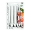 Excellent Houseware RVS Rietjes Met Lepel 4 Stuks + Schoonmaakborstel