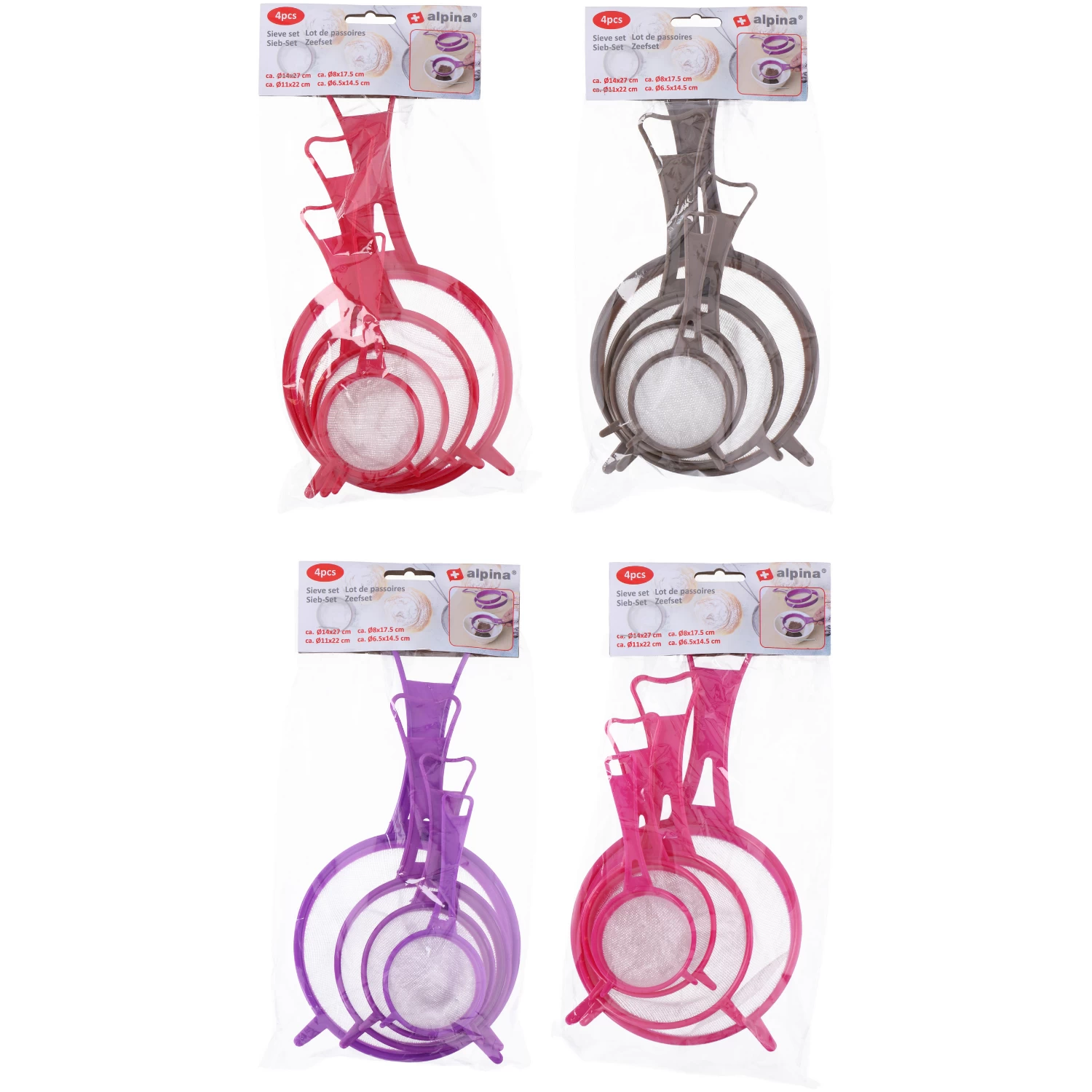 Alpina Zeefset 4-delig Kunststof Assorti Kleuren 3 Alpina Zeefset 4-delig Kunststof Assorti Kleuren