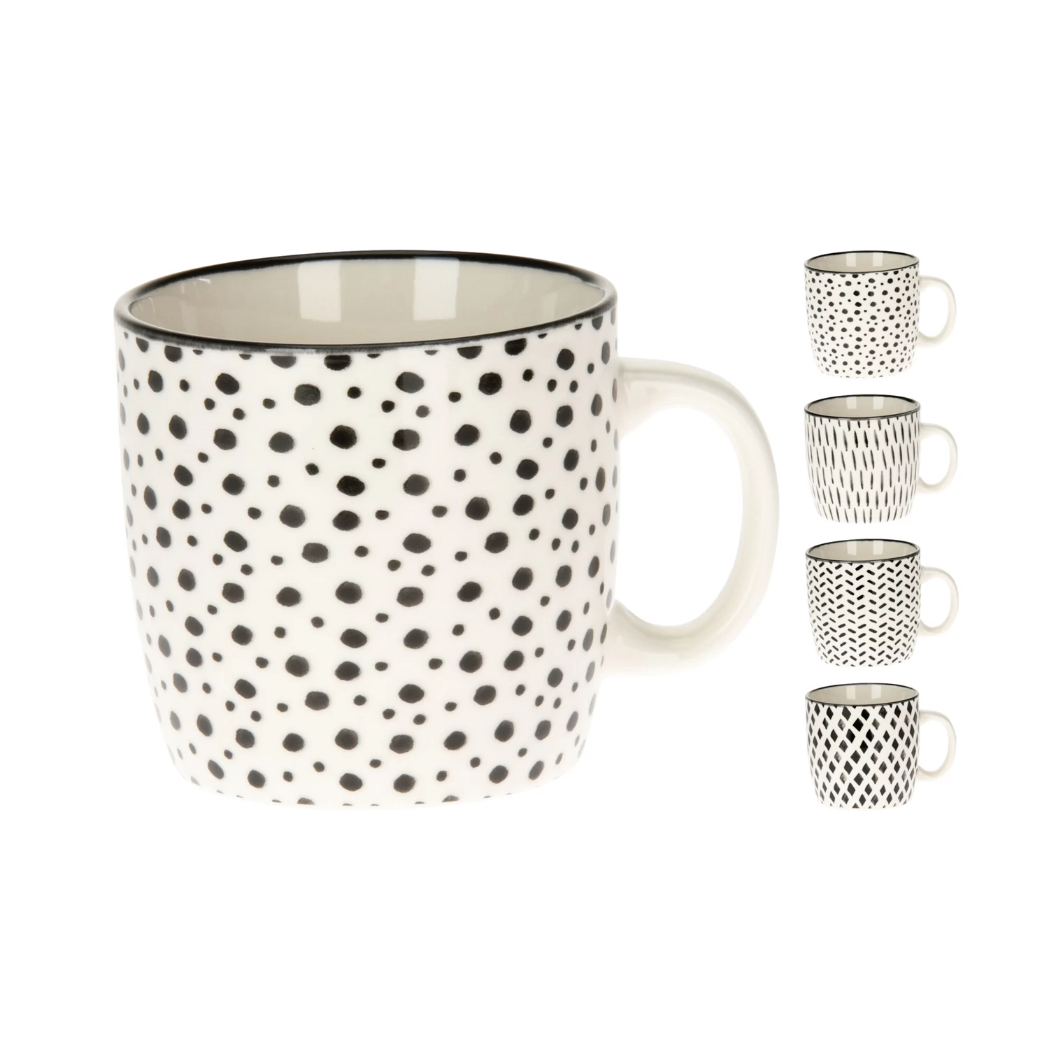 Mok Porselein Zwart-wit Dessin 200 Ml 3 Mok Porselein Zwart-wit Dessin 200 Ml
