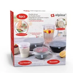 Alpina Herbruikbare Siliconen Deksels 6 Stuks Diameter 6/9/11/14/16/20 Cm