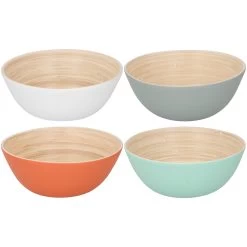 Merkloos Bamboe Schaal Ø17 X 7 Cm 4 Assorti -NL-Keuken Koning 101 9162 1