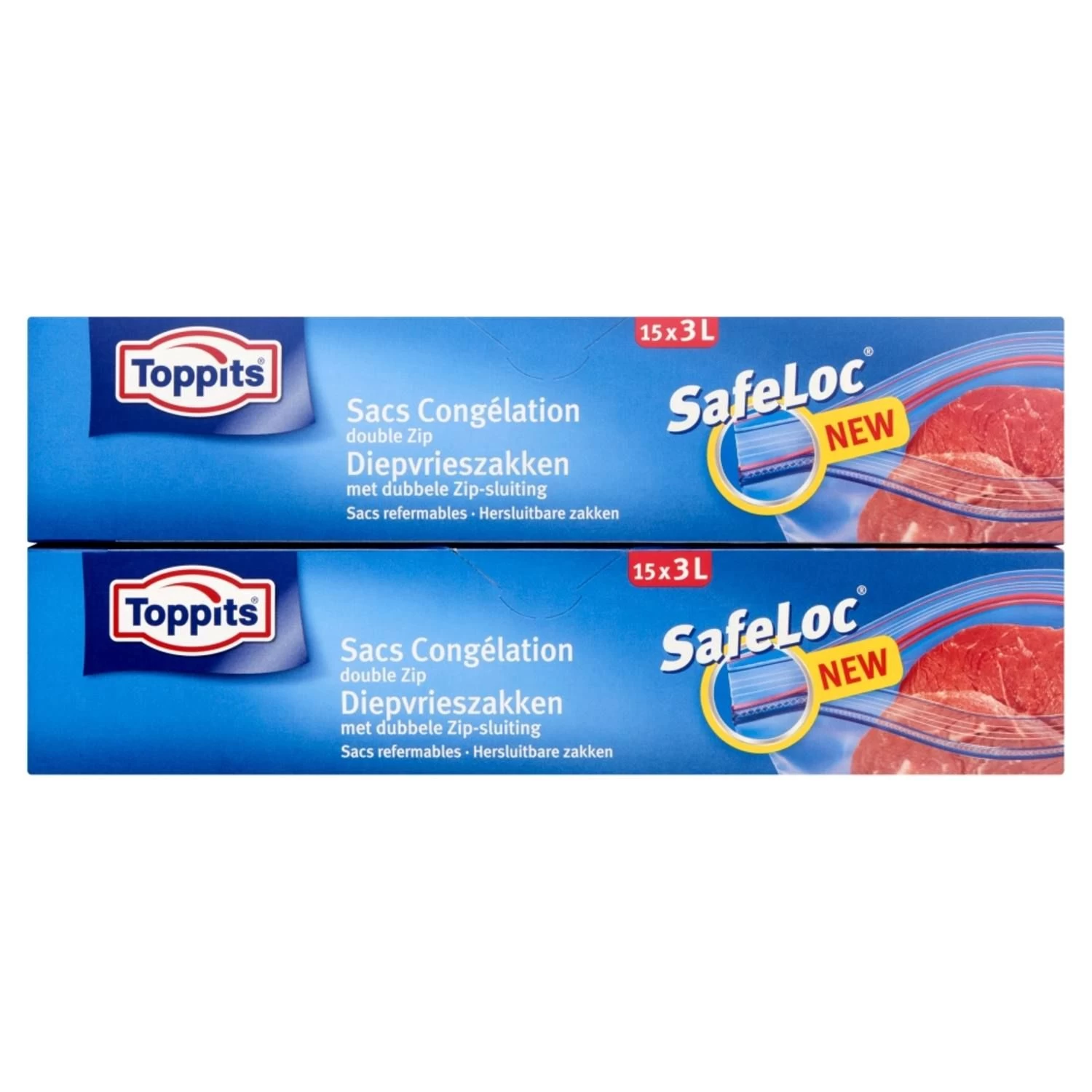 Toppits Safeloc Zip-Diepvrieszakken 3 Liter 15stuks 3 Toppits Safeloc Zip-Diepvrieszakken 3 Liter 15stuks