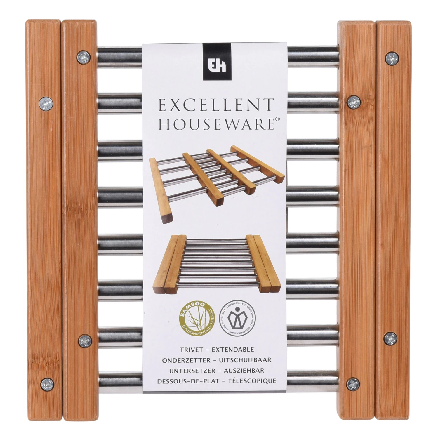 Onderzetter RVS Met Bamboe 21,5 X 22 Cm 2 Onderzetter RVS Met Bamboe 21,5 X 22 Cm