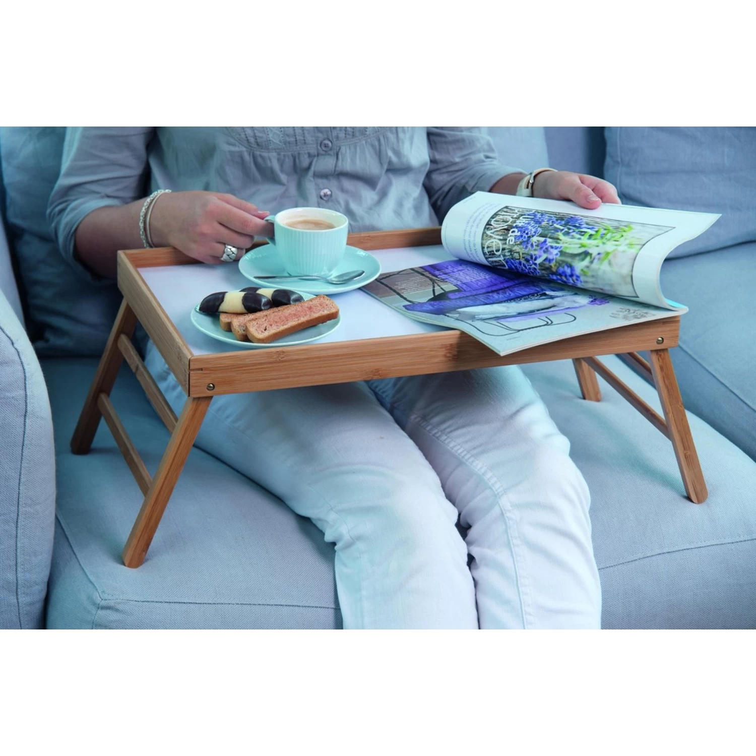 Dienblad Bamboe Inklapbaar 4 Dienblad Bamboe Inklapbaar - Afbeelding 2