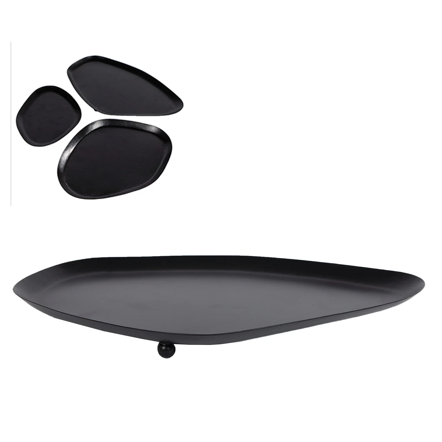 Onderbord Flow L Zwart Metaal 34x21x2cm 3 Onderbord Flow L Zwart Metaal 34x21x2cm