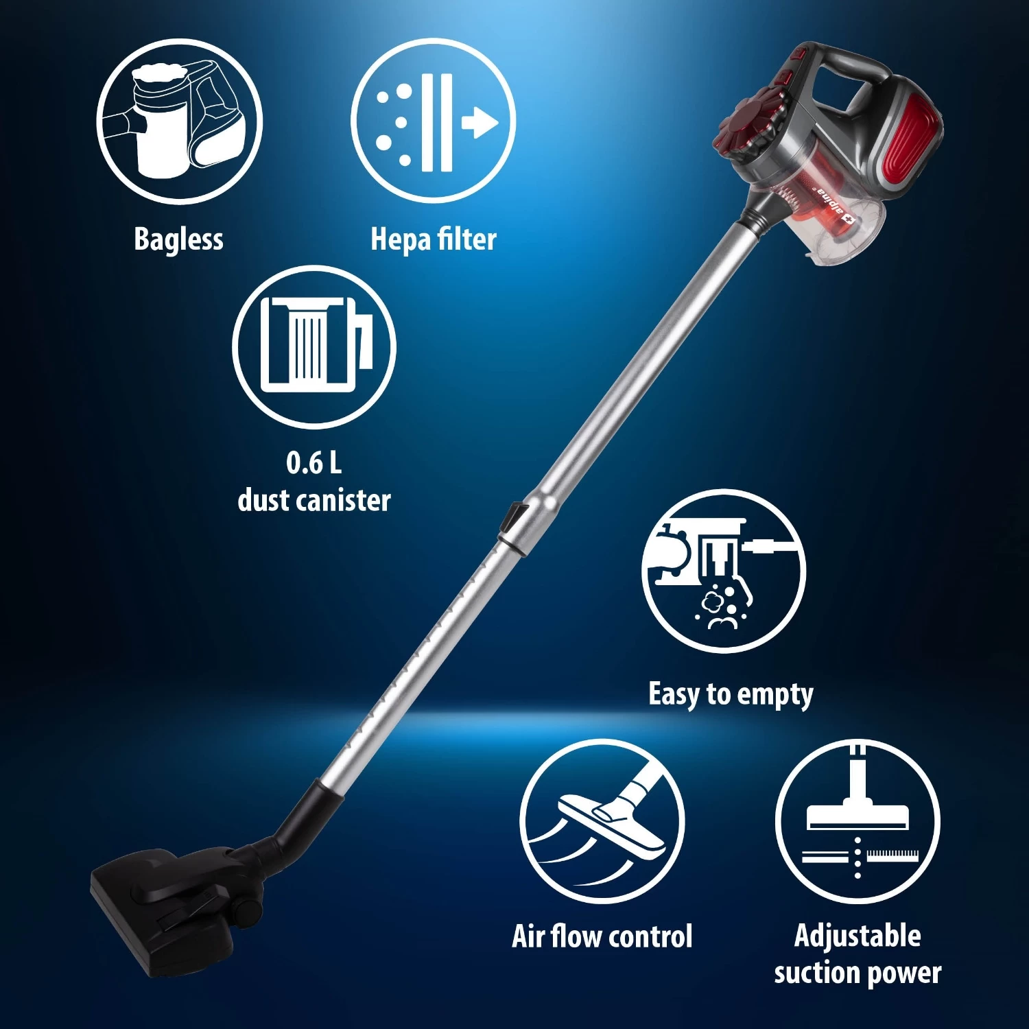 Alpina Steel Stofzuiger 3-in-1 Met Snoer 600W 4 Alpina Steel Stofzuiger 3-in-1 Met Snoer 600W - Afbeelding 2