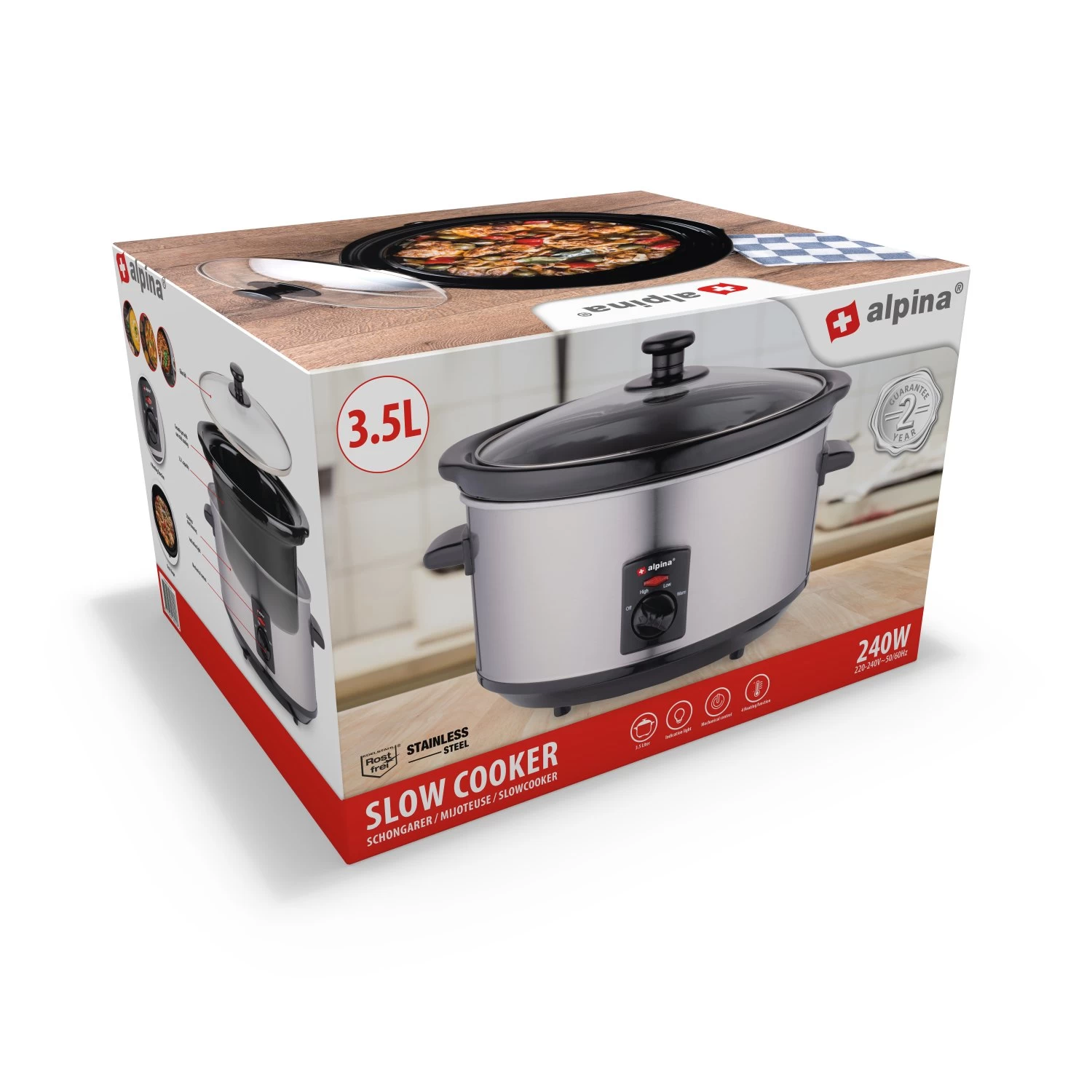 Alpina Slowcooker 3,5L 240W 10 Alpina Slowcooker 3,5L 240W - Afbeelding 8