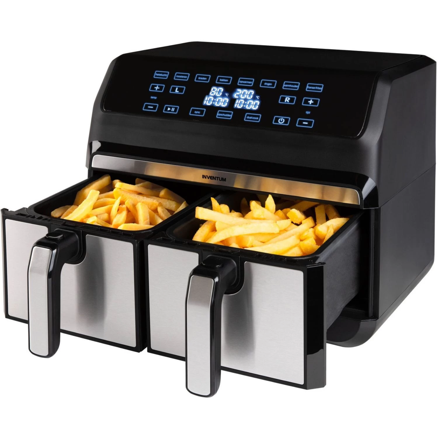Inventum Hetelucht Friteuse Dubbel 2x 4 L Rvs/ Zwart 1700W 4 Inventum Hetelucht Friteuse Dubbel 2x 4 L Rvs/ Zwart 1700W - Afbeelding 2