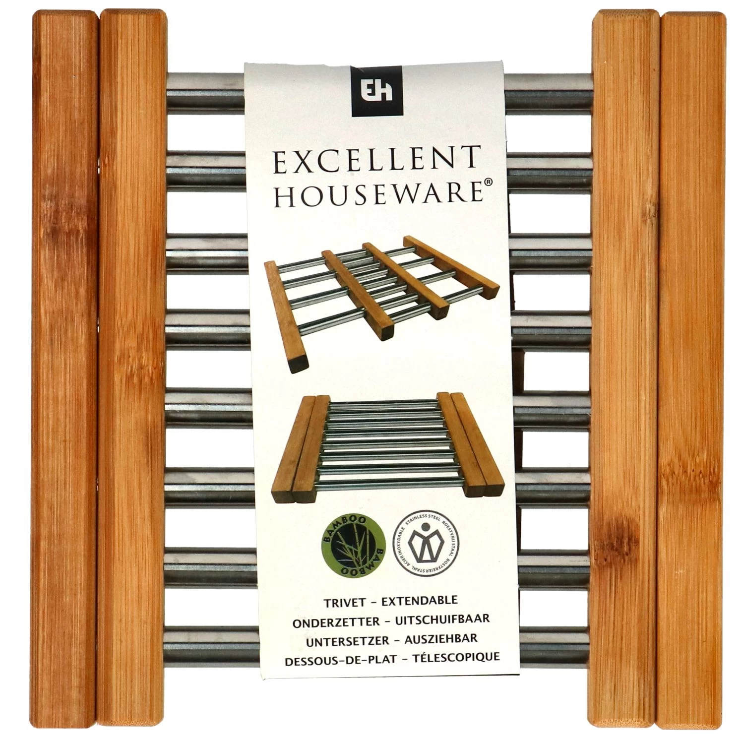 Onderzetter RVS Met Bamboe 21,5 X 22 Cm 3 Onderzetter RVS Met Bamboe 21,5 X 22 Cm - Afbeelding 2