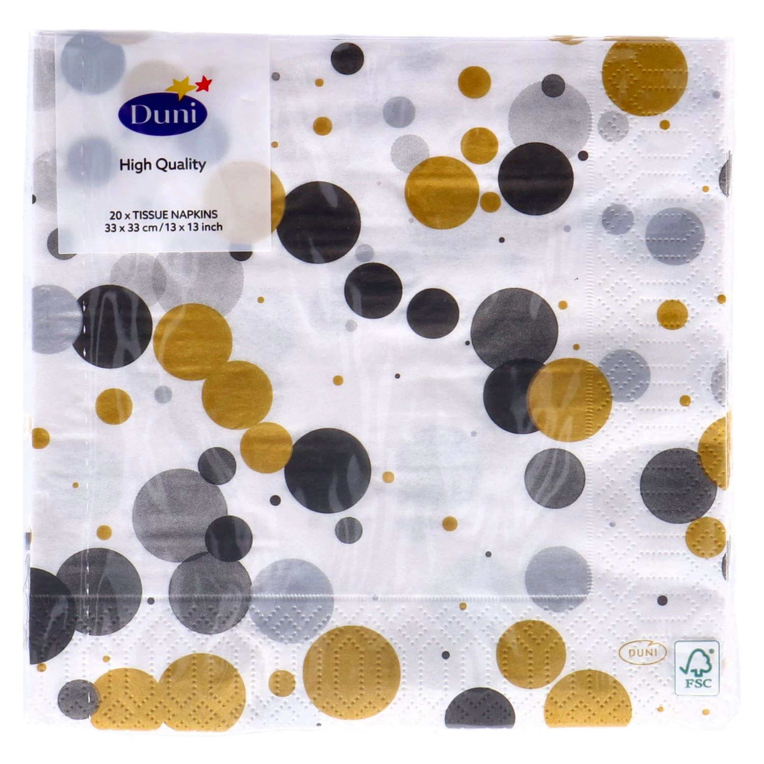 Servetten Festive Bubbles Black 33x33 Cm 3 Servetten Festive Bubbles Black 33x33 Cm